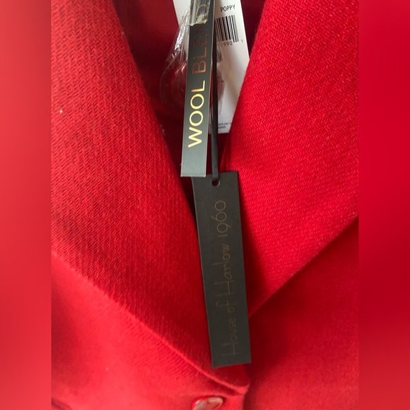 M 🔖 HOUSE OF HARLOW 1960 Wool Blend Long Peacoat Red - Picture 2 of 7